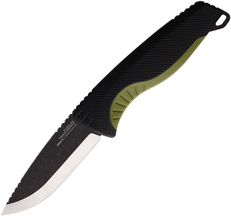 SOG Aegis FX Fixed Knife 3.75" 4116 Steel Drop Point Blade Black And Green Rubberized GRN Handle G17410441 -SOG - Survivor Hand Precision Knives & Outdoor Gear Store