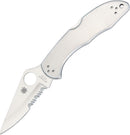 Spyderco Delica 4 Lockback Folding Knife 2.95" Part Serrated VG-10 Steel Blade Stainless Handle C11PS -Spyderco - Survivor Hand Precision Knives & Outdoor Gear Store