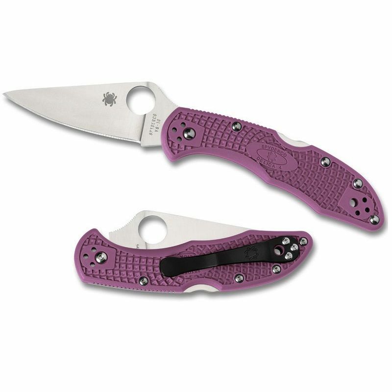 Spyderco Delica 4 Lightweight Knife 2.9 Flat Ground VG-10 Blade Purple FRN Handle C11FPPR -Spyderco - Survivor Hand Precision Knives & Outdoor Gear Store