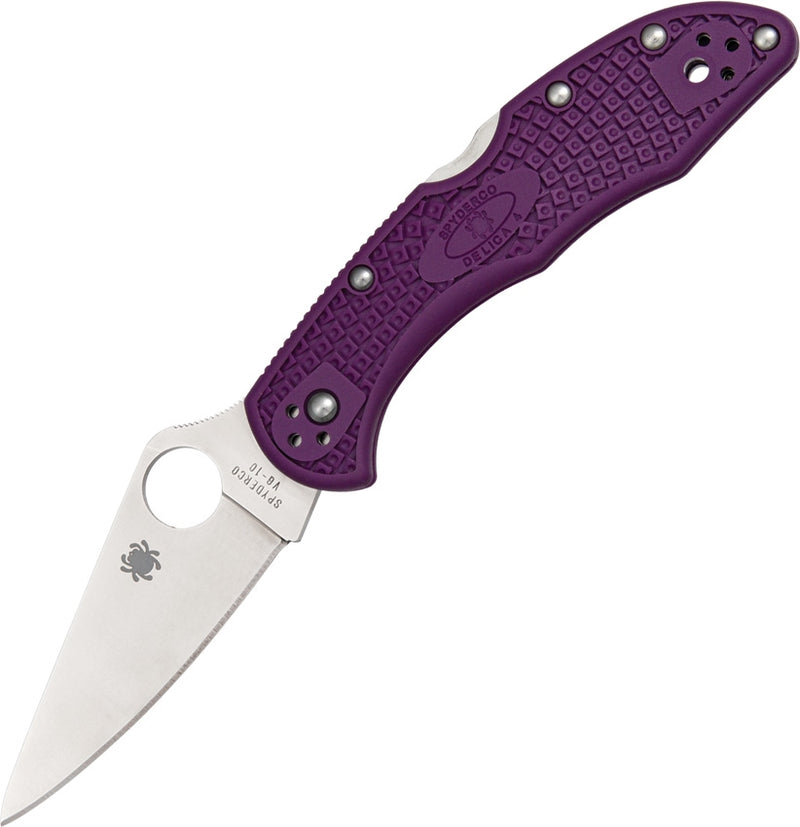 Spyderco Delica 4 Lightweight Knife 2.9 Flat Ground VG-10 Blade Purple FRN Handle C11FPPR -Spyderco - Survivor Hand Precision Knives & Outdoor Gear Store