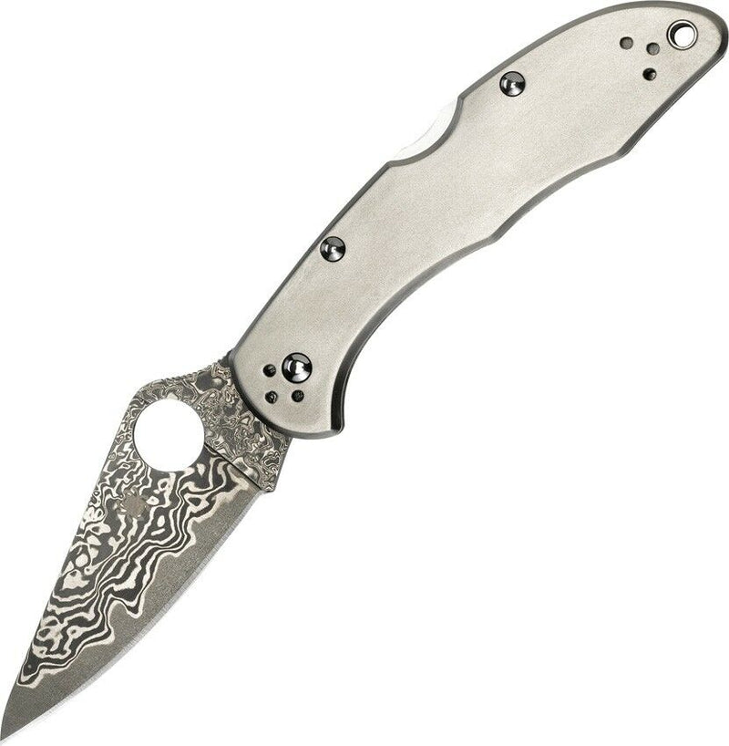 Spyderco Delica 4 Lockback Folding Knife 3" Damascus Steel Blade Titanium Handle C11TIPD -Spyderco - Survivor Hand Precision Knives & Outdoor Gear Store