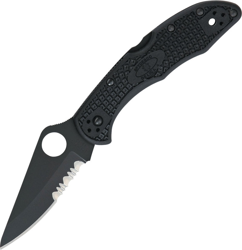 Spyderco Delica 4 Folding Pocket EDC Knife 3" Part Serrated VG10 Blade Black FRN Handle C11PSBBK -Spyderco - Survivor Hand Precision Knives & Outdoor Gear Store