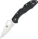 Spyderco Delica 4 Folding Pocket Knife 3" Part Serrated VG10 Blade Black FRN Handle C11SBK -Spyderco - Survivor Hand Precision Knives & Outdoor Gear Store