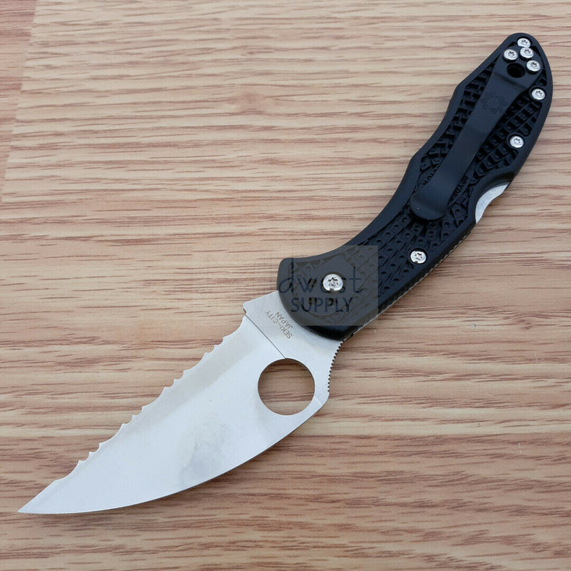 Spyderco Delica 4 Folding Knife 3" Serrated VG-10 Steel Wharncliffe Blade FRN Handle C11FSWCBK -Spyderco - Survivor Hand Precision Knives & Outdoor Gear Store