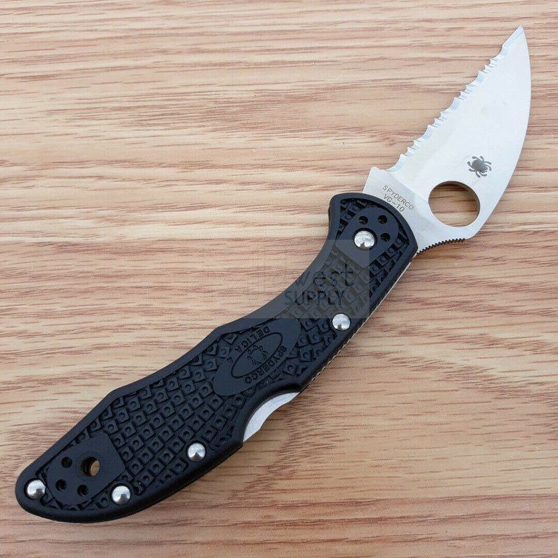 Spyderco Delica 4 Folding Knife 3" Serrated VG-10 Steel Wharncliffe Blade FRN Handle C11FSWCBK -Spyderco - Survivor Hand Precision Knives & Outdoor Gear Store