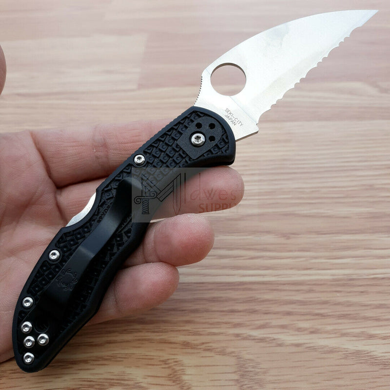 Spyderco Delica 4 Folding Knife 3" Serrated VG-10 Steel Wharncliffe Blade FRN Handle C11FSWCBK -Spyderco - Survivor Hand Precision Knives & Outdoor Gear Store