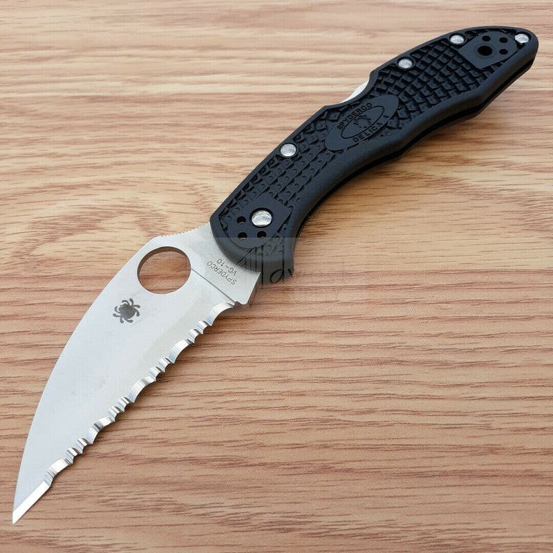 Spyderco Delica 4 Folding Knife 3" Serrated VG-10 Steel Wharncliffe Blade FRN Handle C11FSWCBK -Spyderco - Survivor Hand Precision Knives & Outdoor Gear Store