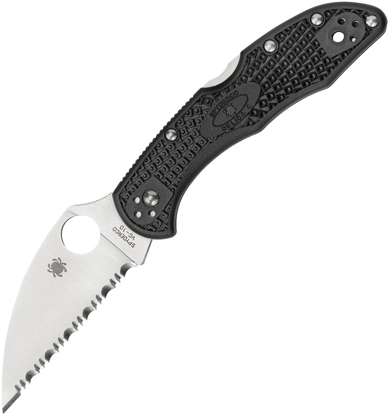 Spyderco Delica 4 Folding Knife 3" Serrated VG-10 Steel Wharncliffe Blade FRN Handle C11FSWCBK -Spyderco - Survivor Hand Precision Knives & Outdoor Gear Store