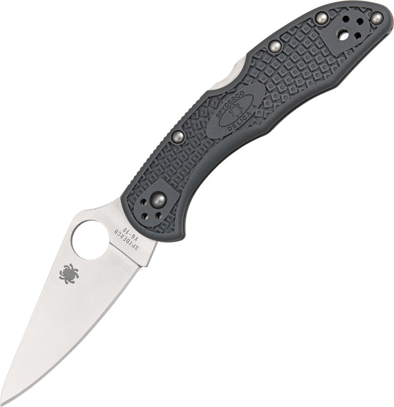 Spyderco Delica Lockback Folding Knife 3" VG-10 Steel Blade Gray FRN Handle C11FPGY -Spyderco - Survivor Hand Precision Knives & Outdoor Gear Store