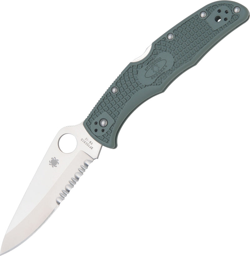 Spyderco Endura 4 Lockback Folding Knife 3.75" VG-10 Steel Blade Green Textured FRN Handle 10PSFG -Spyderco - Survivor Hand Precision Knives & Outdoor Gear Store