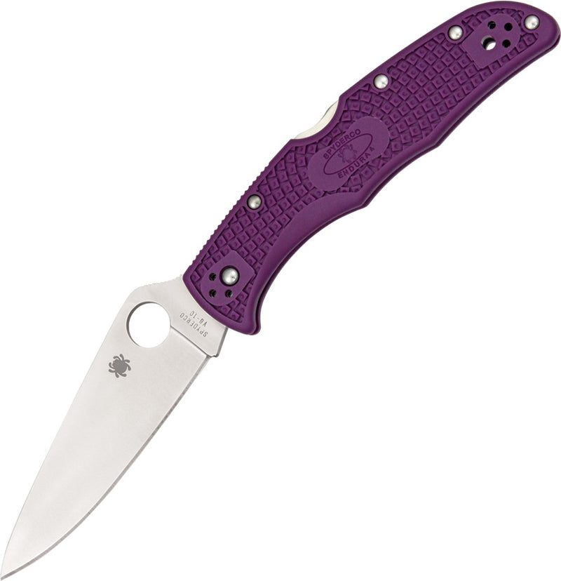 Spyderco Endura 4 Lockback Folding Knife 3.75" VG-10 Steel Blade Purple Textured FRN Handle 10FPPR -Spyderco - Survivor Hand Precision Knives & Outdoor Gear Store