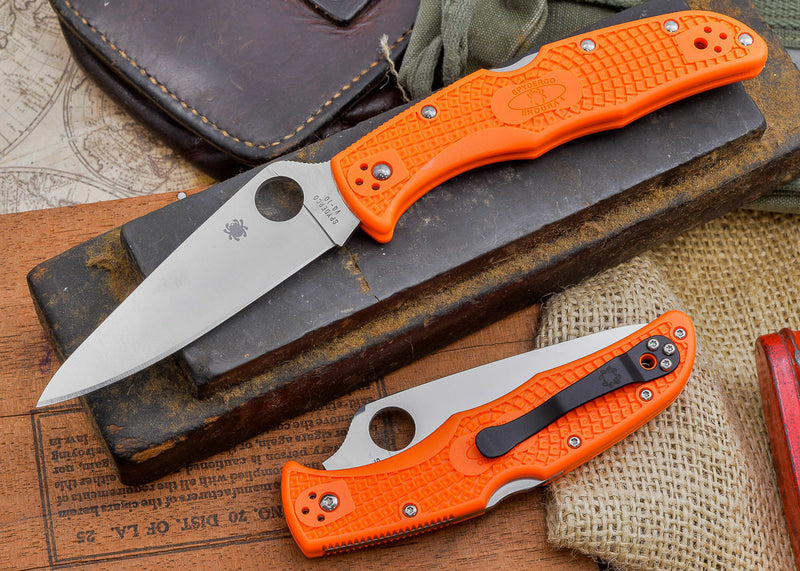 Spyderco Endura 4 Lockback Folding Knife 3.75" VG-10 Steel Blade Orange Textured FRN Handle 10FPOR -Spyderco - Survivor Hand Precision Knives & Outdoor Gear Store