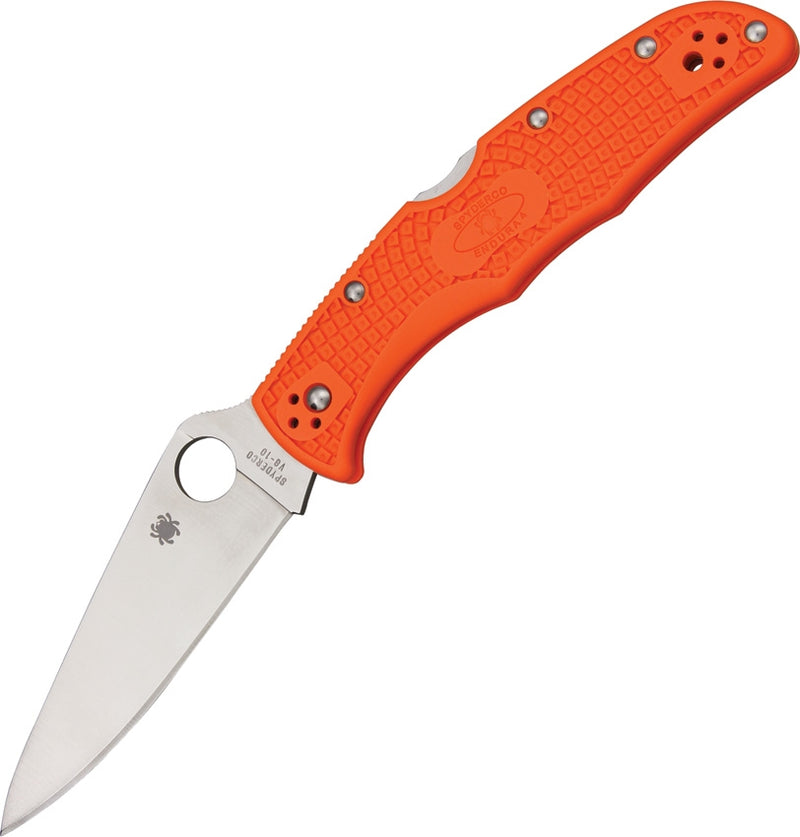 Spyderco Endura 4 Lockback Folding Knife 3.75" VG-10 Steel Blade Orange Textured FRN Handle 10FPOR -Spyderco - Survivor Hand Precision Knives & Outdoor Gear Store