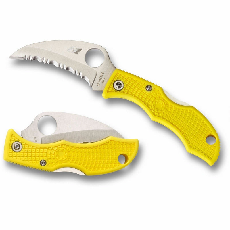 Spyderco Ladybug 3 Lockback Salt Folding Knife 1.88" H1 Steel Serrated Blade Yellow FRN Handle LYLS3HB -Spyderco - Survivor Hand Precision Knives & Outdoor Gear Store