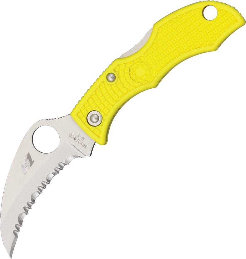 Spyderco Ladybug 3 Lockback Salt Folding Knife 1.88" H1 Steel Serrated Blade Yellow FRN Handle LYLS3HB -Spyderco - Survivor Hand Precision Knives & Outdoor Gear Store