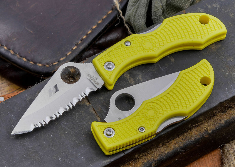 Spyderco Ladybug 3 Salt Knife 1.93" Serrated H1 Steel Blade Yellow FRN Handle LYLS3 -Spyderco - Survivor Hand Precision Knives & Outdoor Gear Store