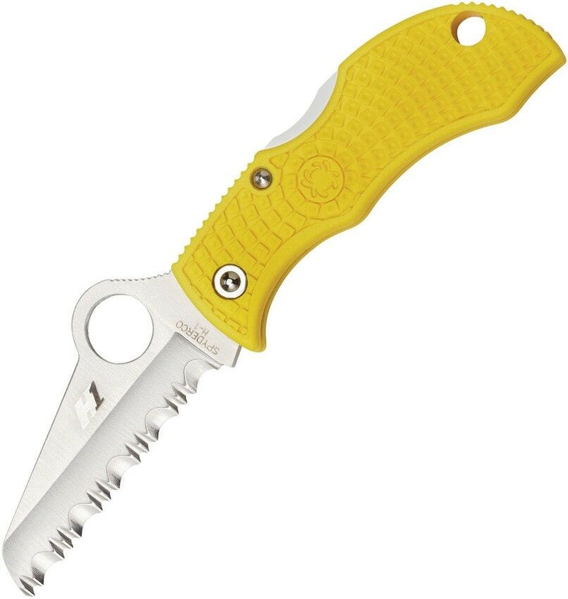 Spyderco Manbug Lockback Salt Folding Knife 1.88" H1 Steel Serrated Blade Yellow Textured FRN Handle MYLS -Spyderco - Survivor Hand Precision Knives & Outdoor Gear Store