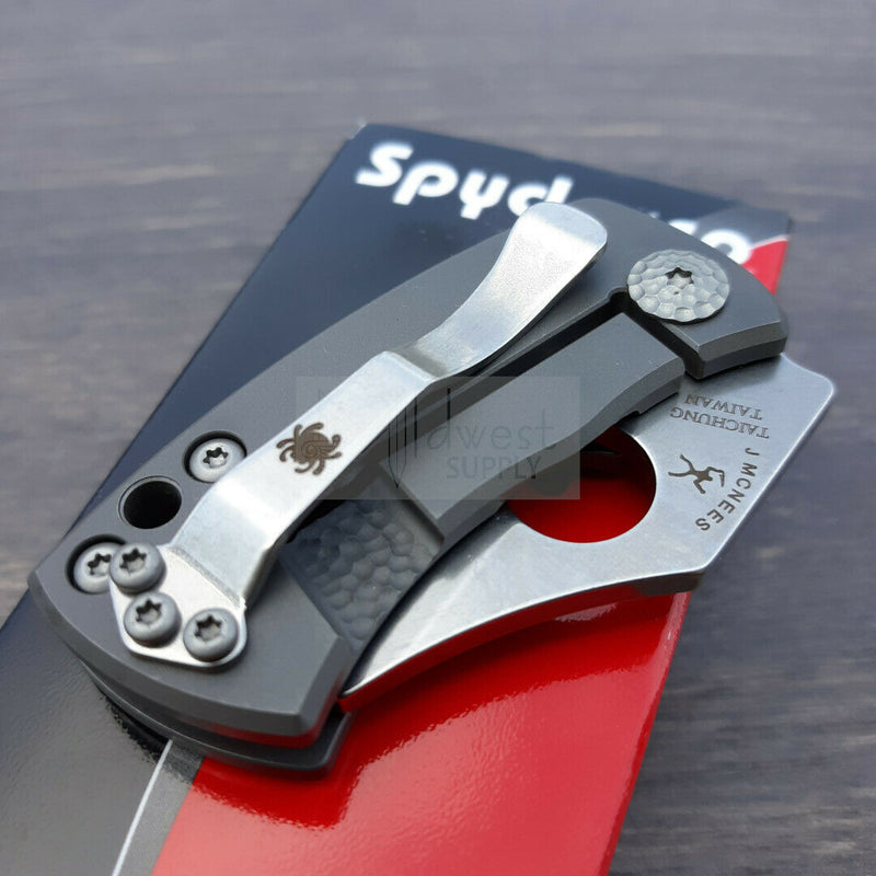 Spyderco McBee Folding Knife 1.5" CTS-XHP Steel Blade Matte Titanium Handle C236TIP -Spyderco - Survivor Hand Precision Knives & Outdoor Gear Store