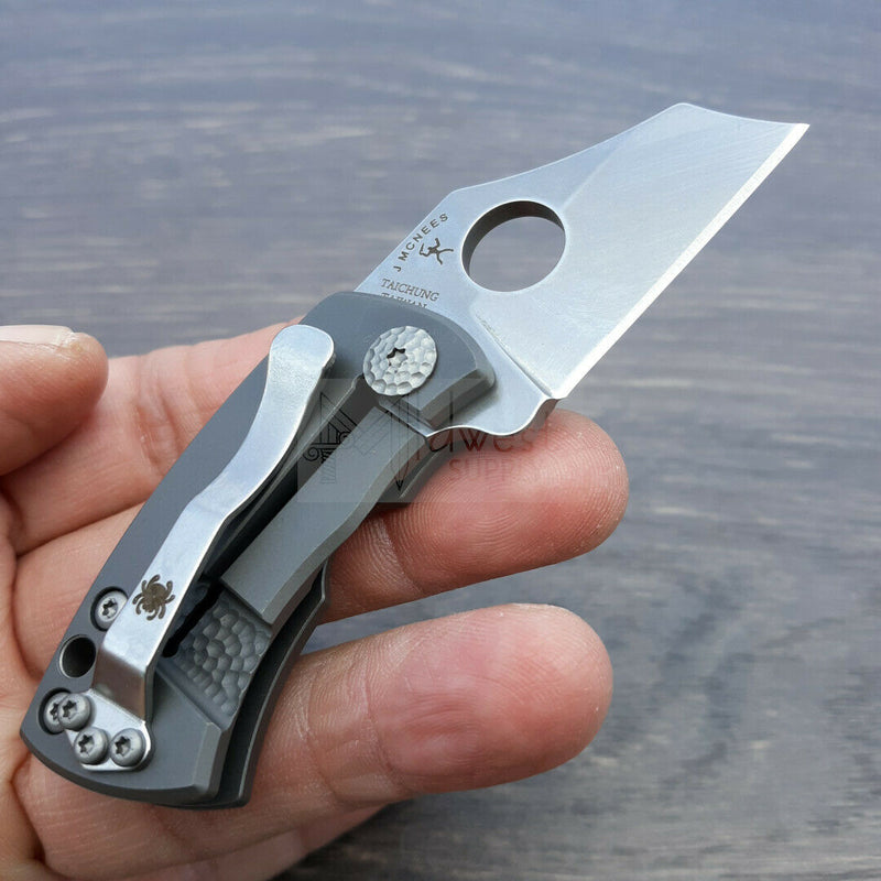 Spyderco McBee Folding Knife 1.5" CTS-XHP Steel Blade Matte Titanium Handle C236TIP -Spyderco - Survivor Hand Precision Knives & Outdoor Gear Store