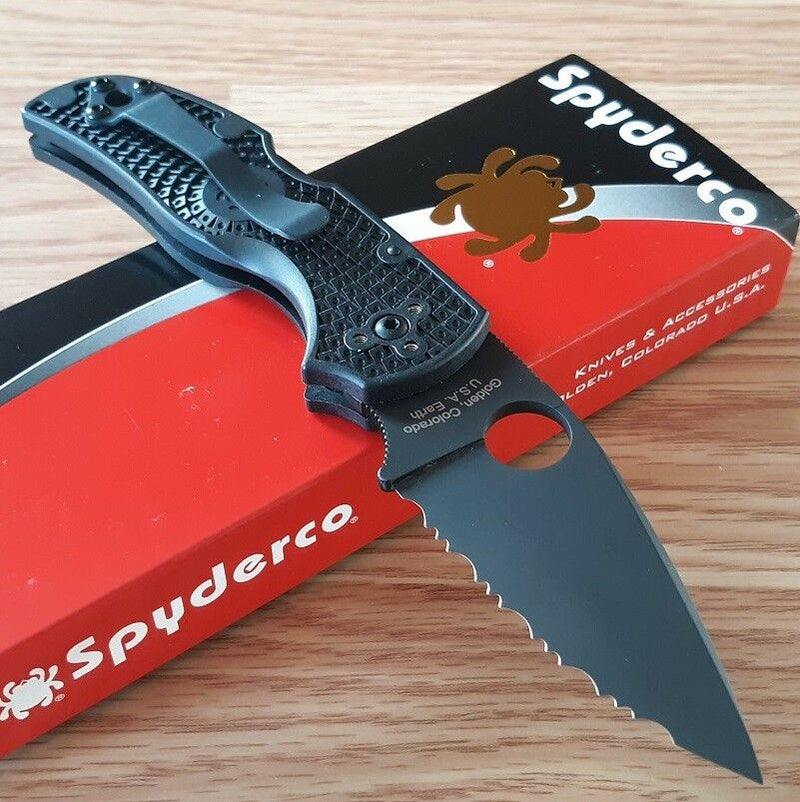 Spyderco Native 5 Pocket Knife 2.95" Serrated Black S35VN Steel Blade FRN Handle 41SBBK5 -Spyderco - Survivor Hand Precision Knives & Outdoor Gear Store