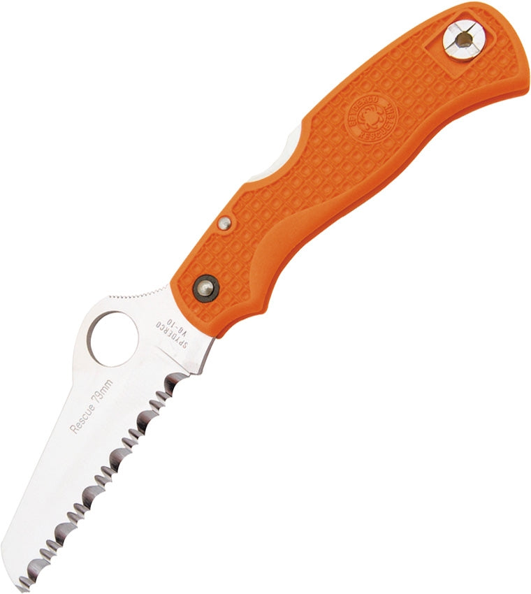 Spyderco Rescue Lockback 79mm Folding Knife 3" Serrated VG-10 Steel Blade FRN Handle 45SOR -Spyderco - Survivor Hand Precision Knives & Outdoor Gear Store