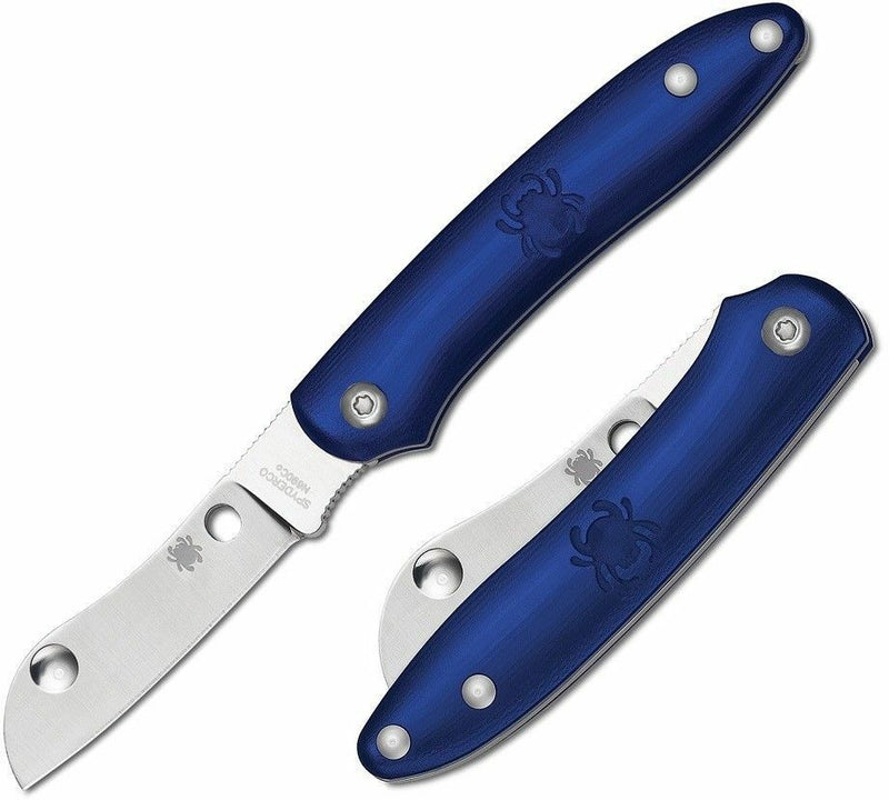 Spyderco Roadie Knife 2.09" N690Co Non Locking Sheepfoot Blade Blue FRN Handle C189PBL -Spyderco - Survivor Hand Precision Knives & Outdoor Gear Store