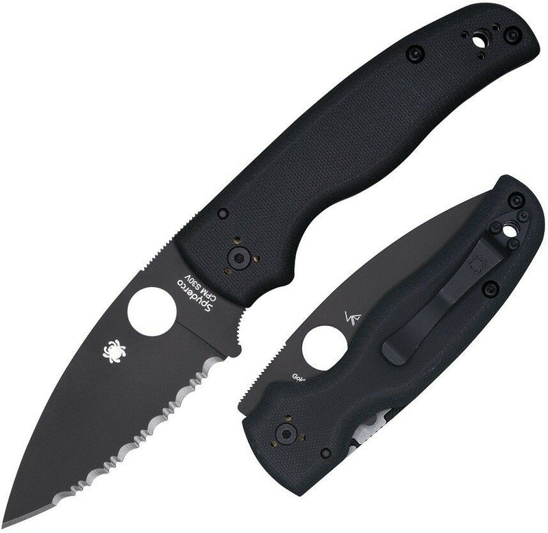 Spyderco Shaman Folding Knife Black Serrated DLC CPM S30V Steel Blade G10 Handle C229GSBK -Spyderco - Survivor Hand Precision Knives & Outdoor Gear Store