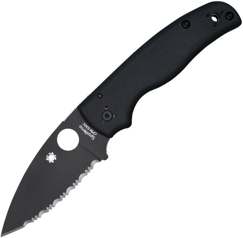 Spyderco Shaman Folding Knife Black Serrated DLC CPM S30V Steel Blade G10 Handle C229GSBK -Spyderco - Survivor Hand Precision Knives & Outdoor Gear Store