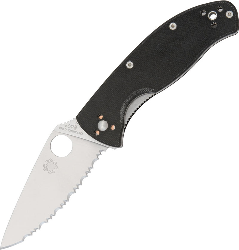 Spyderco Tenacious Knife 3.38" Serrated 8Cr13Mov Steel Blade Black G10 Handle C122GS -Spyderco - Survivor Hand Precision Knives & Outdoor Gear Store