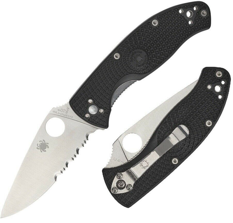 Spyderco Tenacious Linerlock Folding Knife 3.38" Part Serrated 8Cr13MoV Steel Blade FRN Handle C122PSBK -Spyderco - Survivor Hand Precision Knives & Outdoor Gear Store