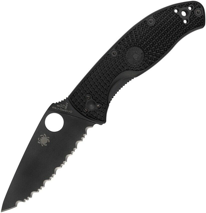 Spyderco Tenacious Linerlock Folding Knife 3.38" Serrated 8Cr13MoV Steel Blade FRN Handle C122SBBK -Spyderco - Survivor Hand Precision Knives & Outdoor Gear Store