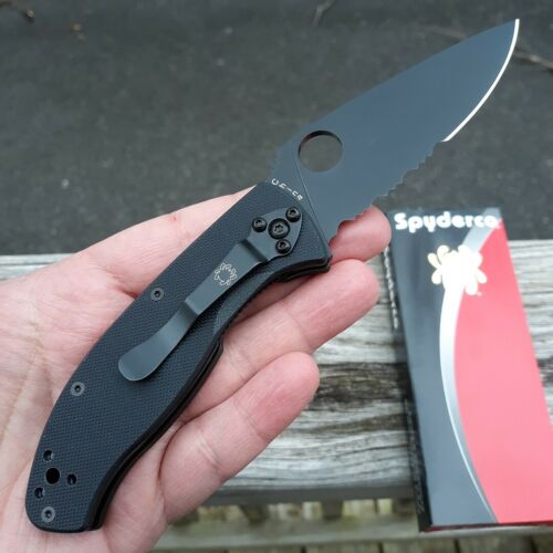 Spyderco Tenacious Liner Folding Knife 3.38" Part Serrated 8Cr13MoV Steel Blade Black G10 Handle 122GBBKPS -Spyderco - Survivor Hand Precision Knives & Outdoor Gear Store