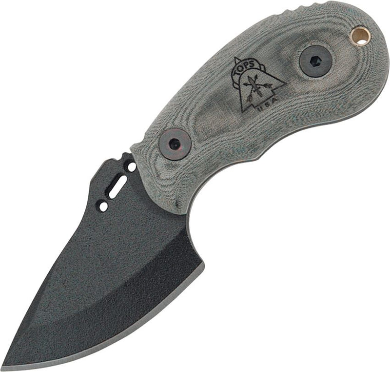 TOPS Wolf Pup Fixed Knife 2.25" 1095 High Carbon Steel Blade Black Linen Micarta Handle P10 -TOPS - Survivor Hand Precision Knives & Outdoor Gear Store