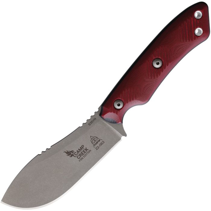 TOPS Camp Creek Fire Fixed Knife 4.5" CPM S35VN Steel Full Blade Red G10 Handle CPCKFE01 -TOPS - Survivor Hand Precision Knives & Outdoor Gear Store