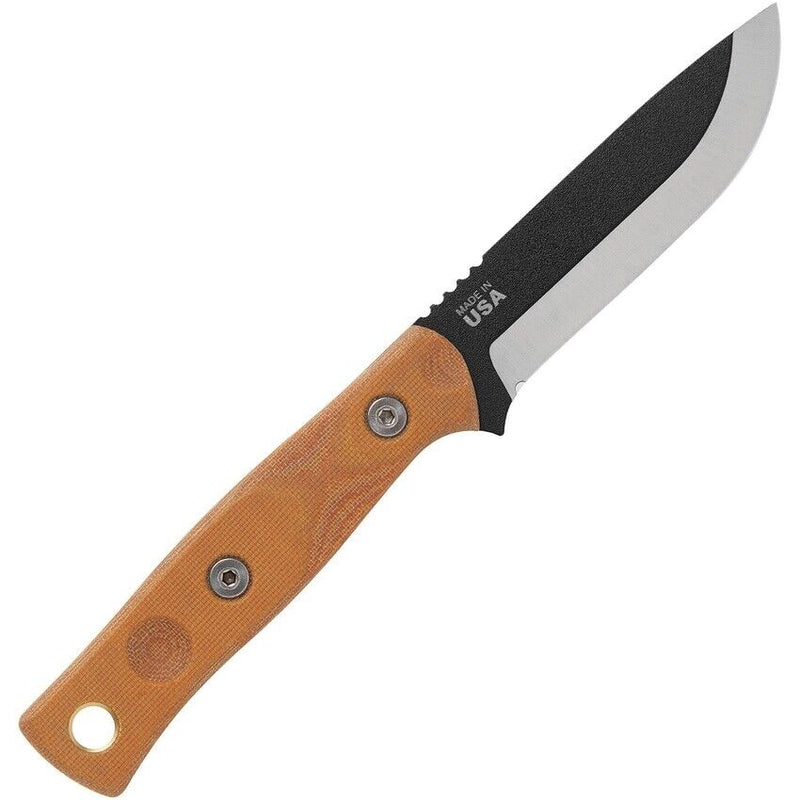 TOPS Fieldcraft Fixed Knife 3.75" 1095HC Steel Full Tang Blade Tan Micarta Handle MBROS01 -TOPS - Survivor Hand Precision Knives & Outdoor Gear Store