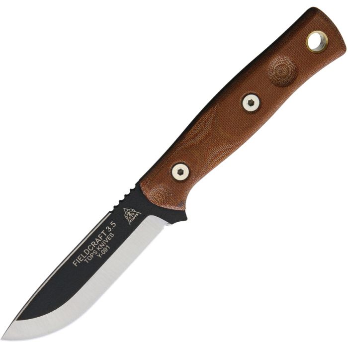 TOPS Fieldcraft 3.5 Fixed Knife 3.75" 1095HC Steel Full Tang Blade Tan Micarta Handle MBROS01SF -TOPS - Survivor Hand Precision Knives & Outdoor Gear Store