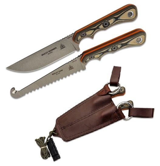 TOPS Muley Combo Fixed Knives 154CM Steel Blades Tan / Black G10 Handles MCMB01 -TOPS - Survivor Hand Precision Knives & Outdoor Gear Store