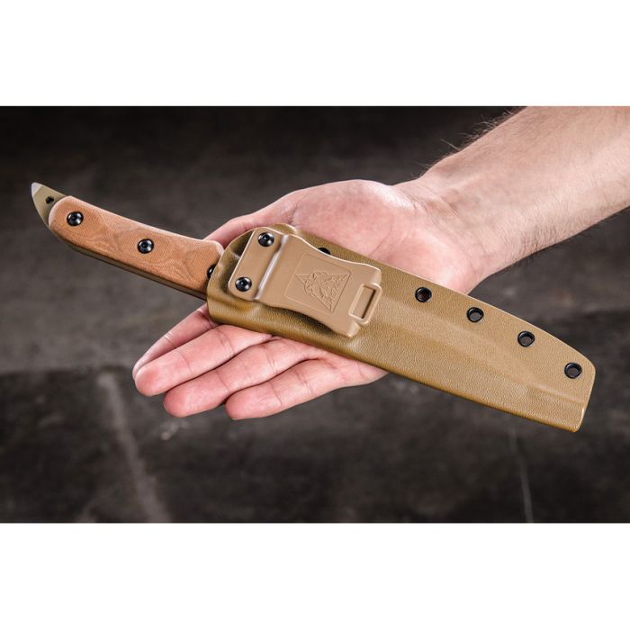 TOPS Missile Strike Fixed Knife 6" 1095HC Steel Full Blade Brown Canvas Micarta Handle MS01 -TOPS - Survivor Hand Precision Knives & Outdoor Gear Store