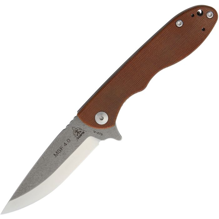 TOPS Mini Scandi Folding Knife 3.25" N690 Steel Blade Tan Canvas Micarta Handle MSF40 -TOPS - Survivor Hand Precision Knives & Outdoor Gear Store