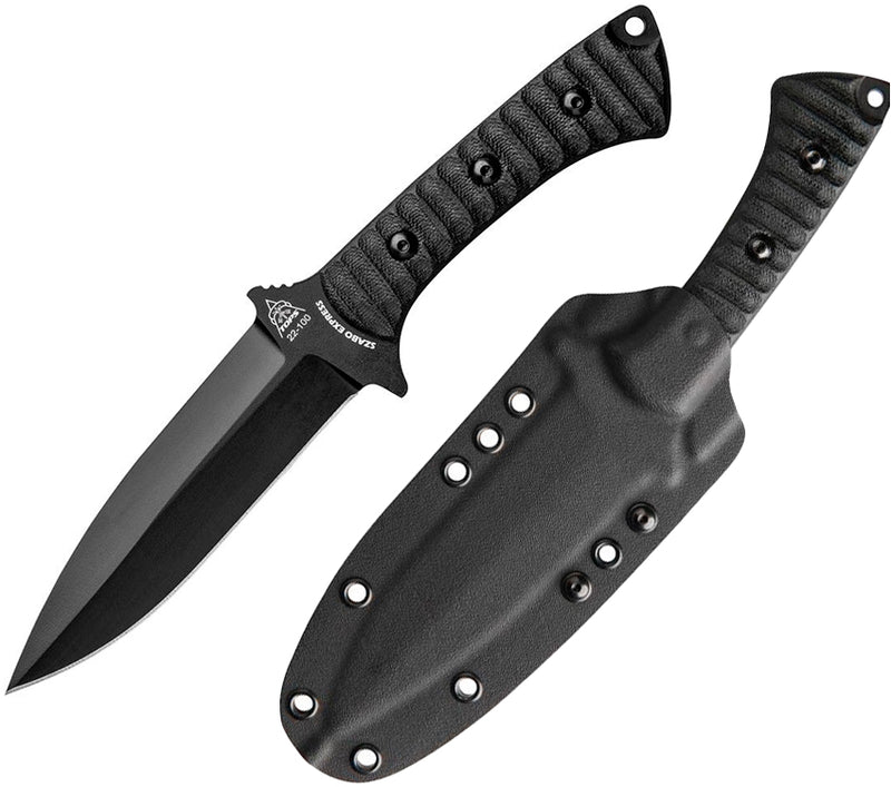 TOPS Szabo Fixed Knife 5.63" False Edge 1095HC Steel Blade Black Micarta Handle SZEX01 -TOPS - Survivor Hand Precision Knives & Outdoor Gear Store
