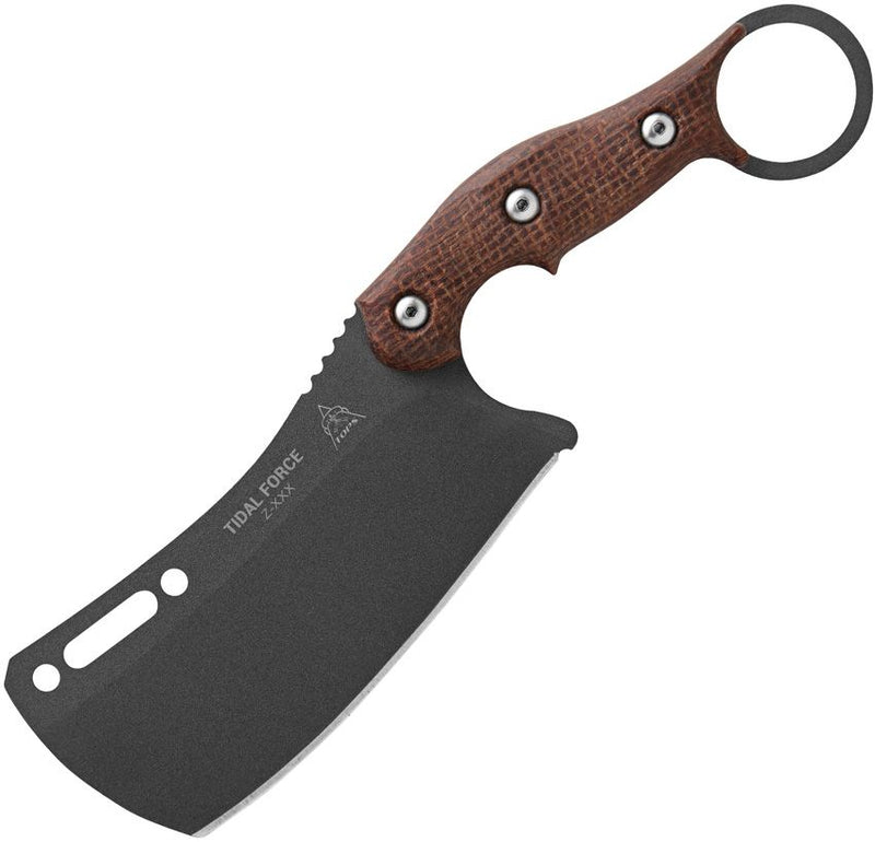 TOPS Tidal Force Cleaver Fixed Knife 4.88" 1095HC Steel Blade Burlap Micarta Handle TFOR01 -TOPS - Survivor Hand Precision Knives & Outdoor Gear Store