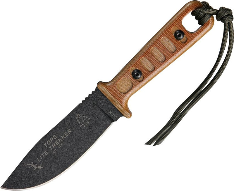 TOPS Lite Trekker Survival Fixed Knife 4.25" 1095HC Steel Blade Canvas Micarta Handle TLT01T -TOPS - Survivor Hand Precision Knives & Outdoor Gear Store