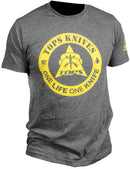 TOPS T-Shirt One Life One Knife L 65% Polyester 35% Cotton Color Gray Size Large TS1LCHALG -TOPS - Survivor Hand Precision Knives & Outdoor Gear Store