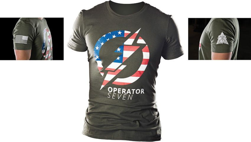 TOPS Operator 7 Artwork On Front T-Shirt OD Large Cotton/Polyester Construction TSOP7L -TOPS - Survivor Hand Precision Knives & Outdoor Gear Store