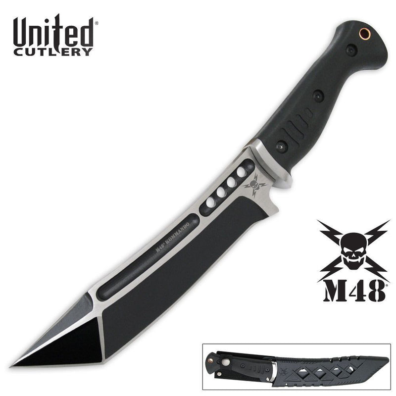 United Cutlery M48 Sabotage Fixed Knife 8" Stainless Steel Blade Black Rubber Handle 3016 -United Cutlery - Survivor Hand Precision Knives & Outdoor Gear Store