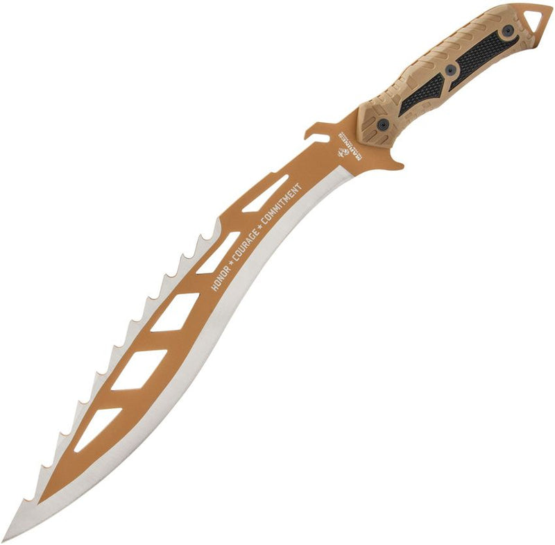 United Cutlery USMC Desert Ops Kukri Fixed Knife 15.25" Sawback Stainless Steel Blade Black/Tan Rubberized ABS Handle 3506 -United Cutlery - Survivor Hand Precision Knives & Outdoor Gear Store