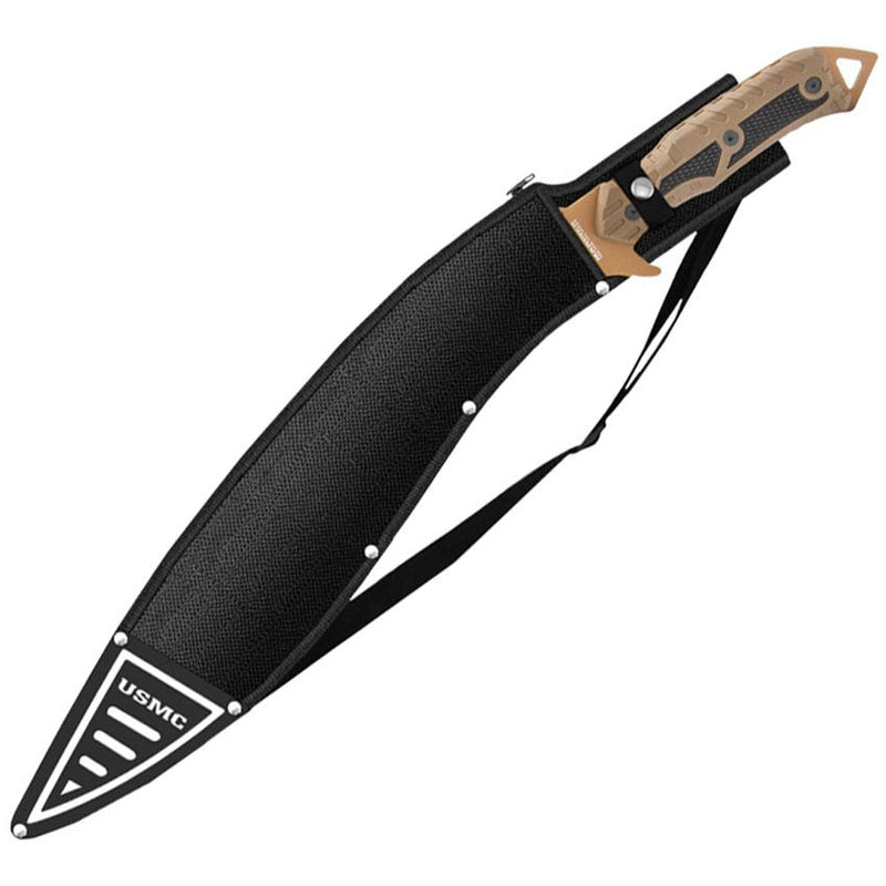 United Cutlery USMC Desert Ops Kukri Fixed Knife 15.25" Sawback Stainless Steel Blade Black/Tan Rubberized ABS Handle 3506 -United Cutlery - Survivor Hand Precision Knives & Outdoor Gear Store