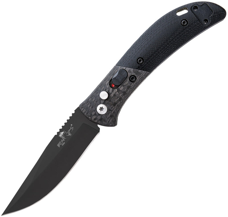 Bear & Son Folding Automatic Knife 2.75" 14C28N Sandvik Steel Blade G10 / Carbon Fiber Handle AC900B4B -Bear & Son - Survivor Hand Precision Knives & Outdoor Gear Store