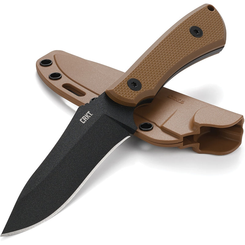 CRKT Ramadi Fixed Knife 4.38" Black Powder Coated SK5 Steel Full Tang Blade Tan G10 Handle 2083 -CRKT - Survivor Hand Precision Knives & Outdoor Gear Store