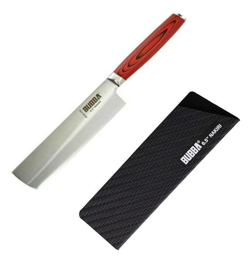 Bubba Blade Nakiri Kitchen Knife 6.5" Stainless Steel Blade Black / Red G10 Handle 1151297 -Bubba Blade - Survivor Hand Precision Knives & Outdoor Gear Store